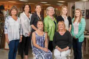 Left to right, standing: Margo Tabb, Vicki Clark, Pascale Luse, Barbara Baylor, Renee Delorme and Anna Hicks. Seated: Sharon Payer and Debbie Volusky.
