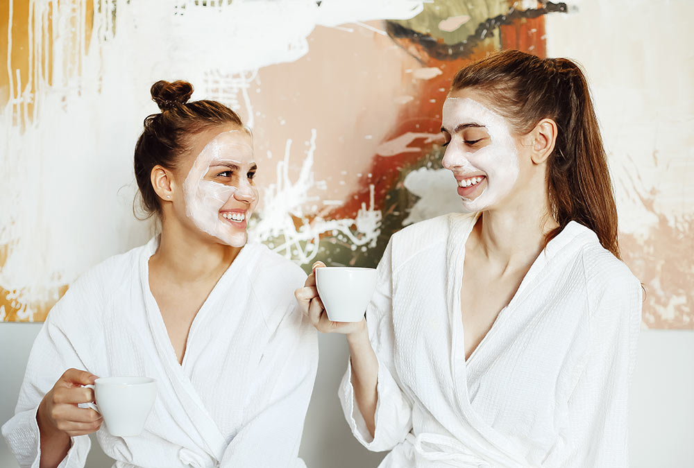 Two women enjoying Galentine's Day.