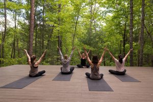 Yoga outdoors at The Wellhouse at Blackberry Farm in Walland, Tennessee. Photo by Becky Fluke.