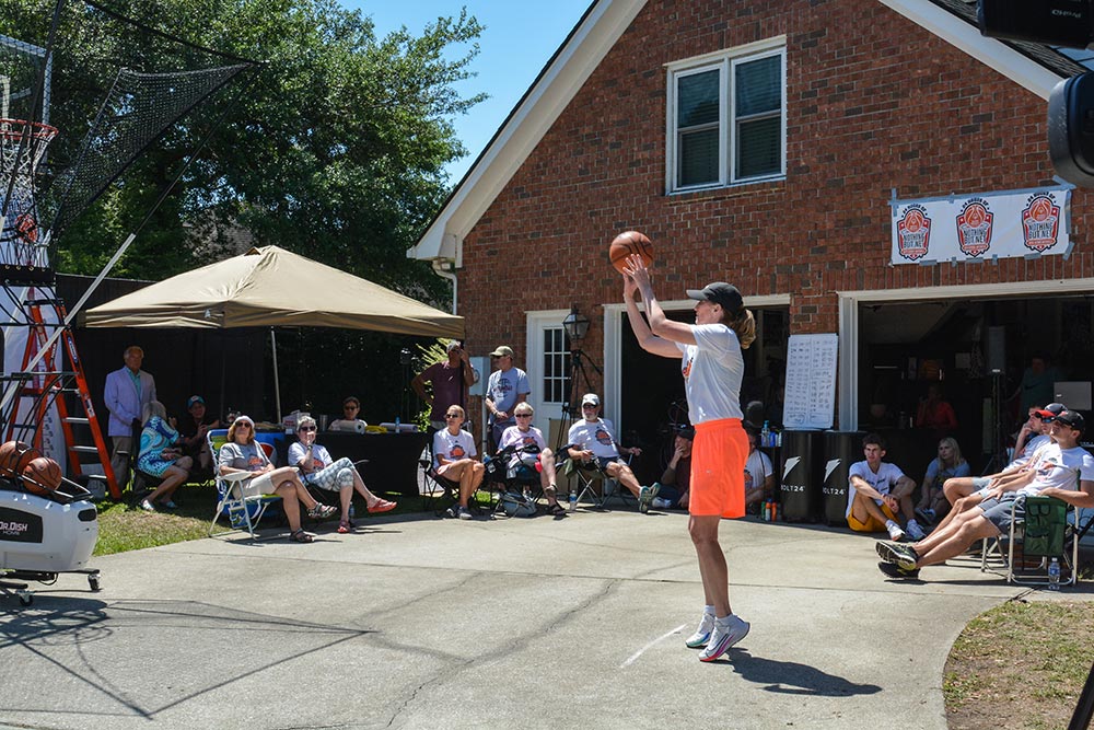 ESPN analyst Debbie Antonelli in her driveway in 2020.