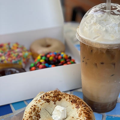 Iced coffee, donuts and a bagel from Joey Bag a Donuts in Mount Pleasant, SC.