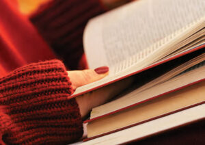 A woman reading a book