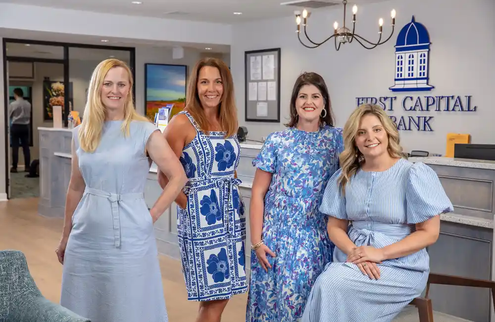 Left to right: First Capital Bank's Heidi Finniff, Sandy O'Keefe, Karey Wilson and Whitney Schillerstrom. Photo by Mark Staff.