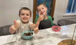 Leslie Roden’s boys give her recipe two thumbs up.