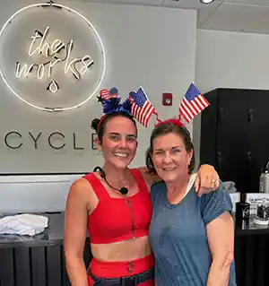 Carter Foxworth and Catherine Boardman sweating it out together at The Works Sweat Studio