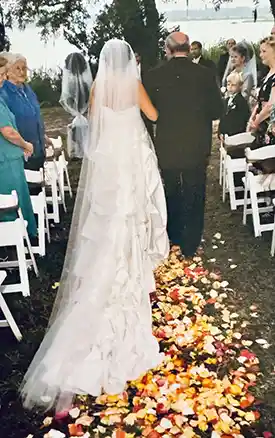 A cathedral length veil this bride just “had to have,” showing anything is possible.