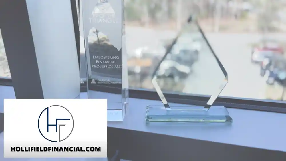 Hollifield Financial. Awards decorate the window sill.