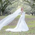 A bride at Springfield Plantation in her bridal dress