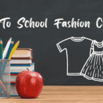 Image of a chalkboard and drawing of clothing