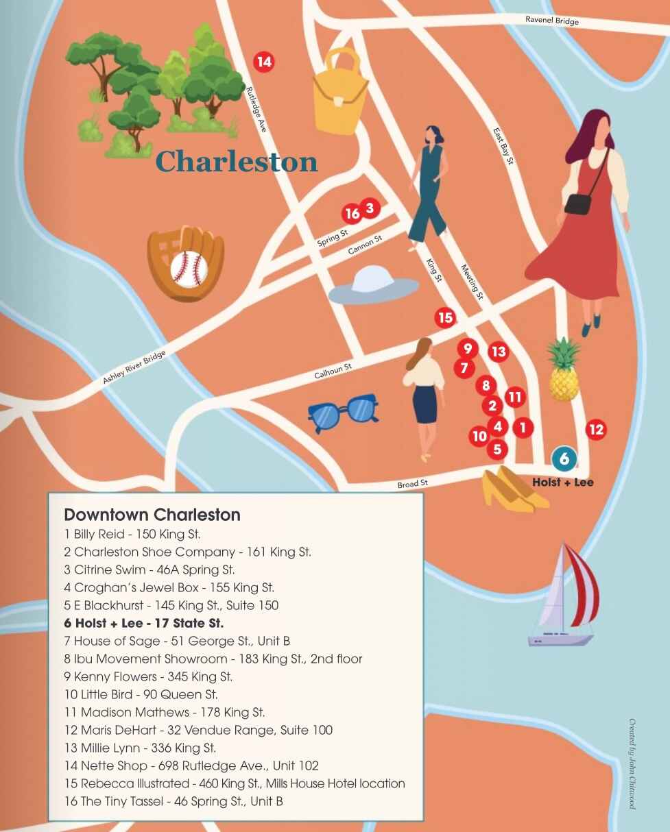 Shopping hub guide map for Downtown Charleston 