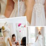 Collage of photos depicting the dress creation process at House of Maganda
