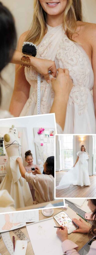 Collage of photos depicting the dress creation process at House of Maganda